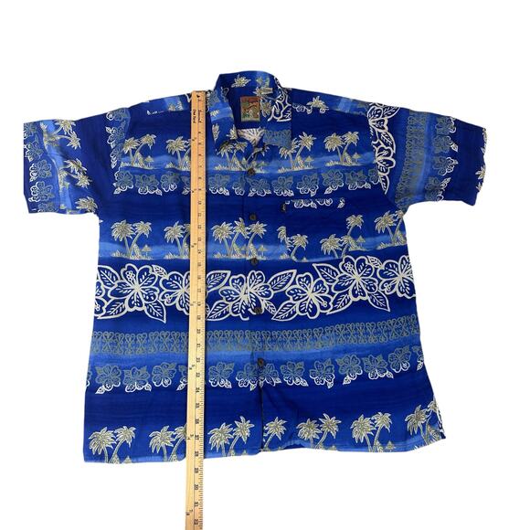 Pineapple Connection Mens Blue Hawaiian Shirt, L - Picture 5 of 5